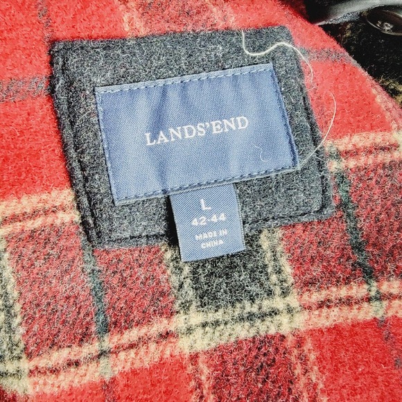 VTG Mens Lands End Wool Duffle Pea Coat Leather Toggles Blanket Lined Fall 42-44 - Picture 3 of 6